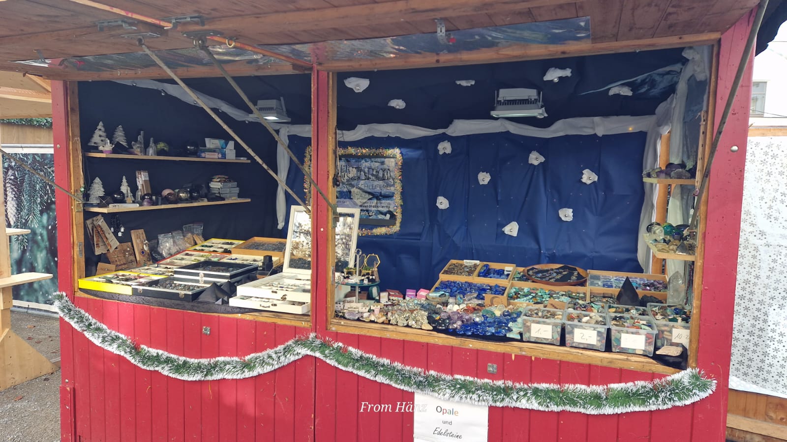 Weihnachtsmarkt Kempten 2022 - Edelsteine Opale Trommelsteine Handschmeichler Schutzsteine Ketten Sonderanfertigungen Schmuck Geschenke Schorer Hans